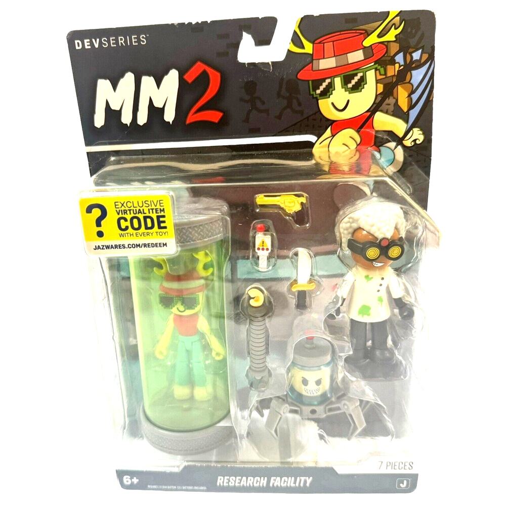 Roblox DEV Series MM2 Research Facility Figure Set Jazwares Virtual Item Code